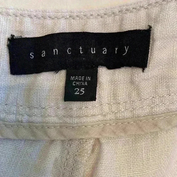 Sanctuary 100% Linen Cream Colored Cropped Pants in Size 25, US Size 2. - Picture 4 of 12